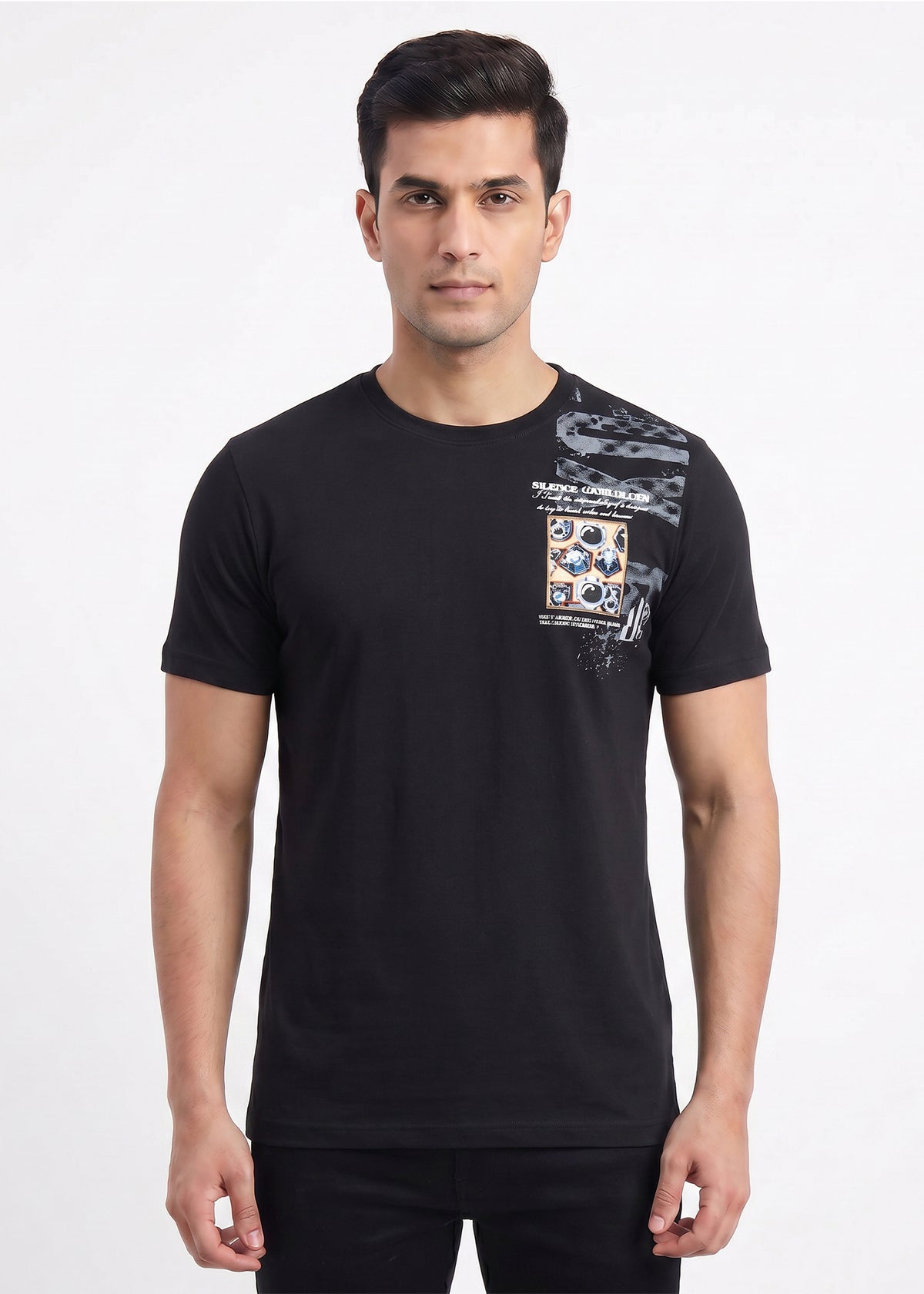 Buy black-abstract-graphic-tshirt Online Shopping view 1
