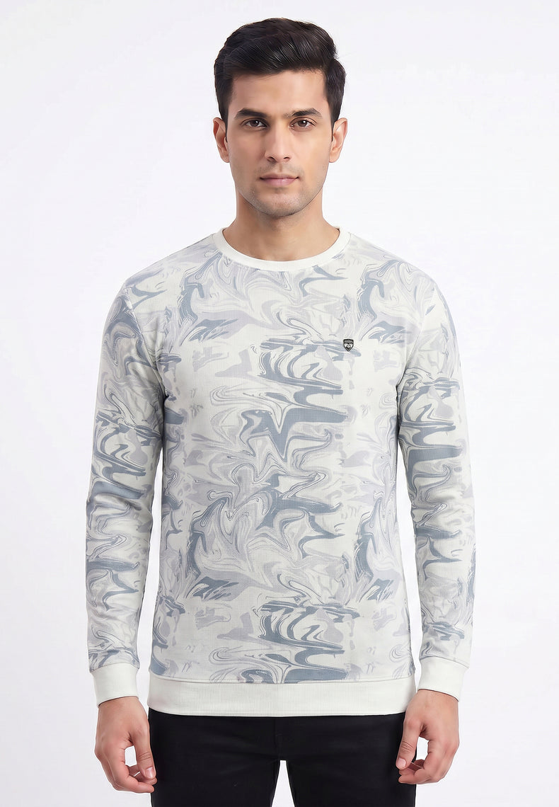 Grey White Marble Print Sweatshirt