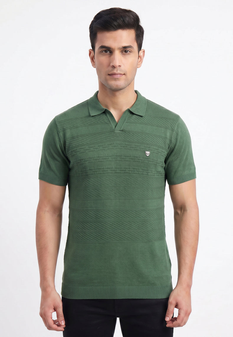 E.green-textured-knit-polo