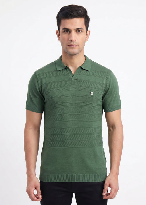 E.green-textured-knit-polo