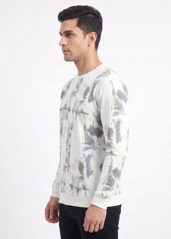 Abstract Brushstroke Printed Sweatshirt