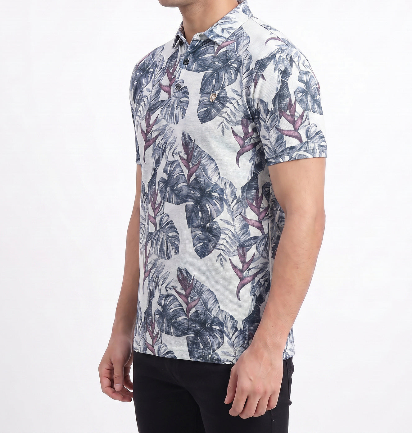 Tropical Leaf Polo T-Shirt
