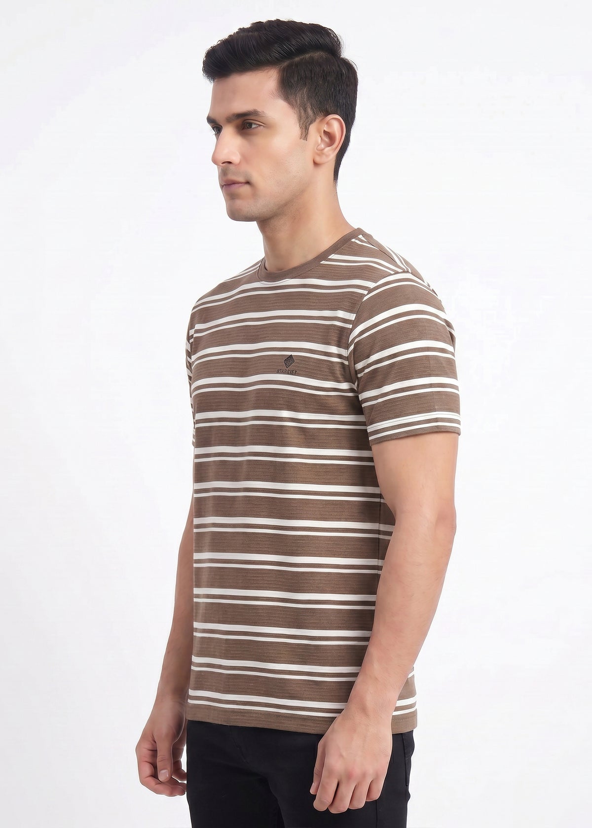 Buy Brown Classic Stripe T-Shirt Online Shopping view 4