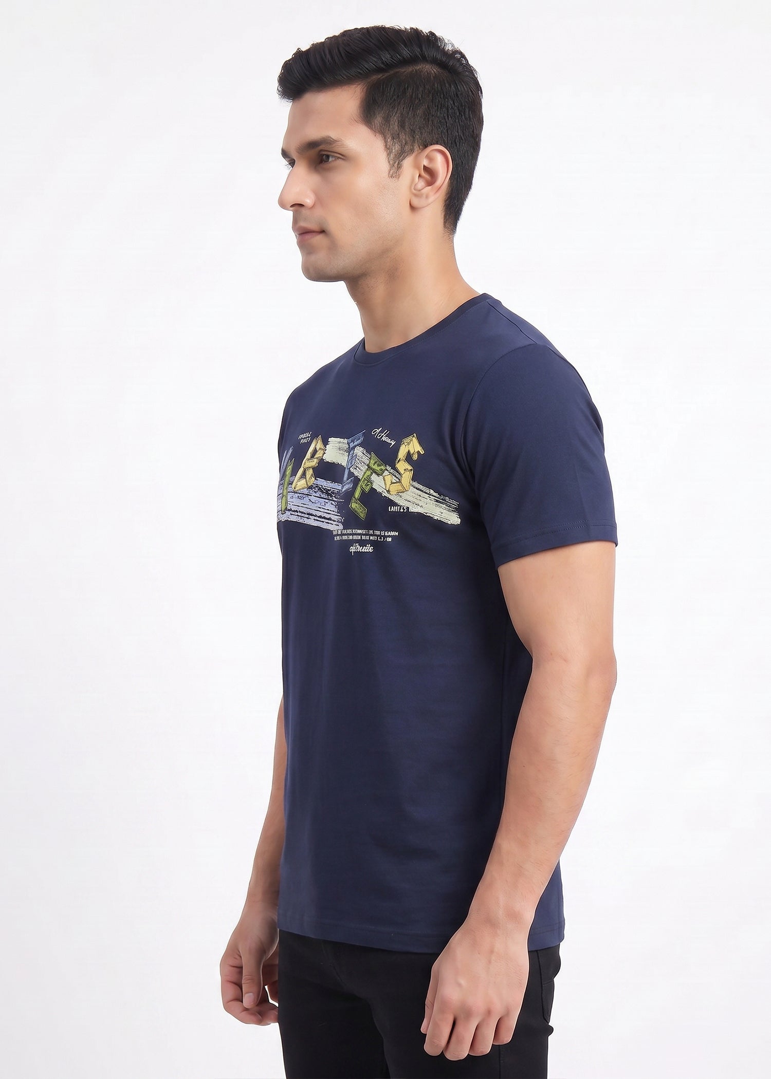 Buy Navy-vibes-graphic-tshirt Online Shopping view 4