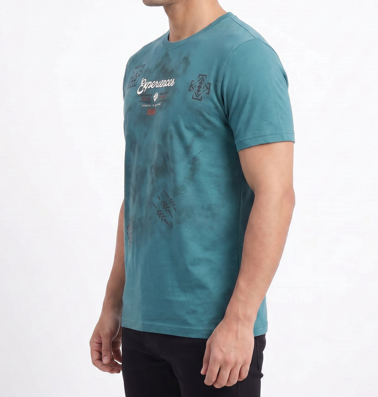 Teal-graphic-print-cotton-tshirt