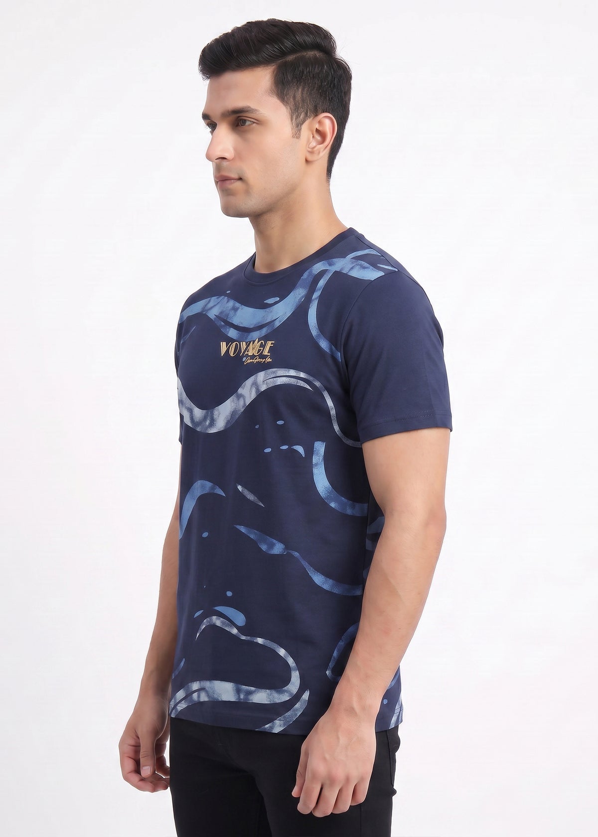 Buy Navy-voyage-abstract-graphic-tshirt Online Shopping view 4