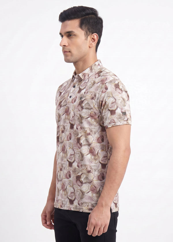 Abstract Floral Polo T-Shirt