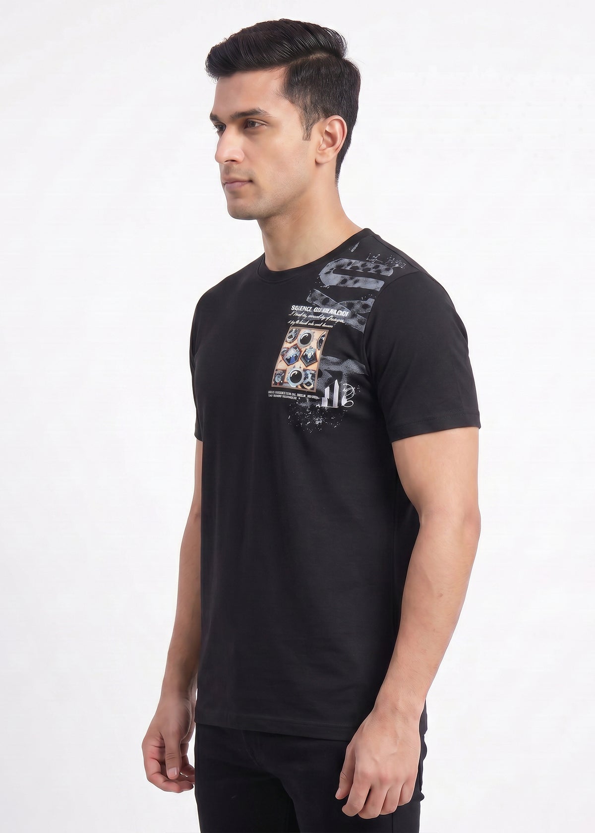 Buy black-abstract-graphic-tshirt Online Shopping view 4