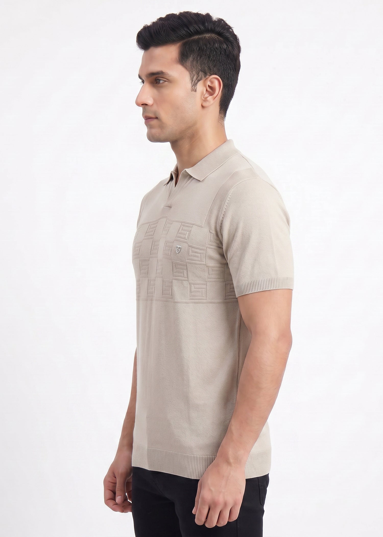 Buy Bronze-textured-polo-tshirt Online Shopping view 4