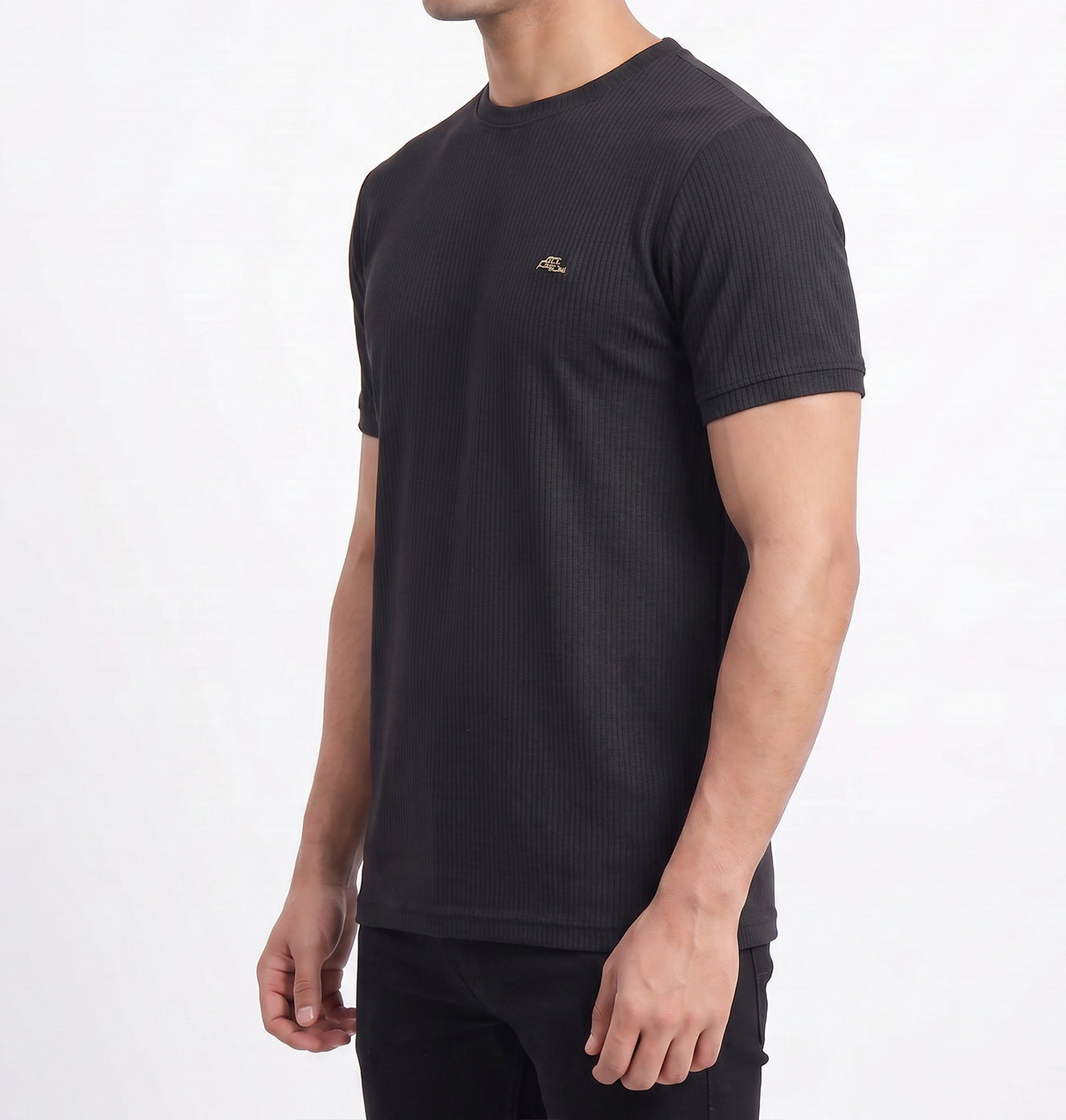 Black-textured-solid-tshirt