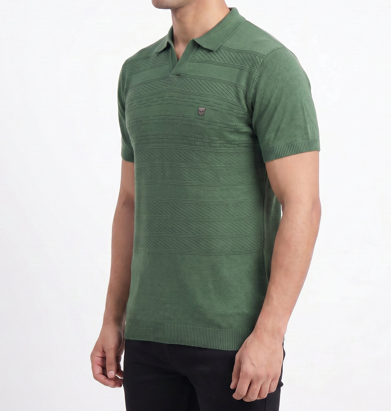 E.green-textured-knit-polo