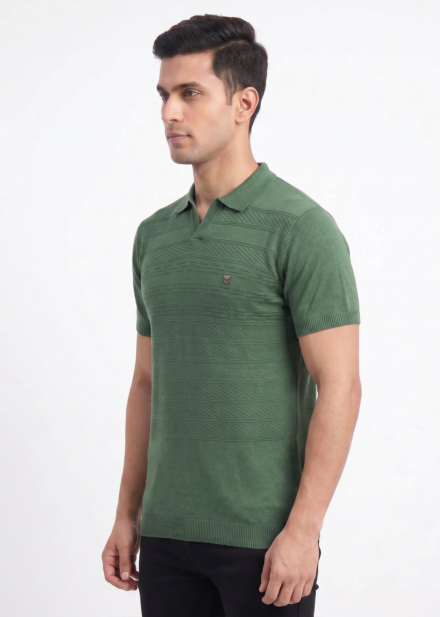 Buy E.green-textured-knit-polo Online Shopping view 4