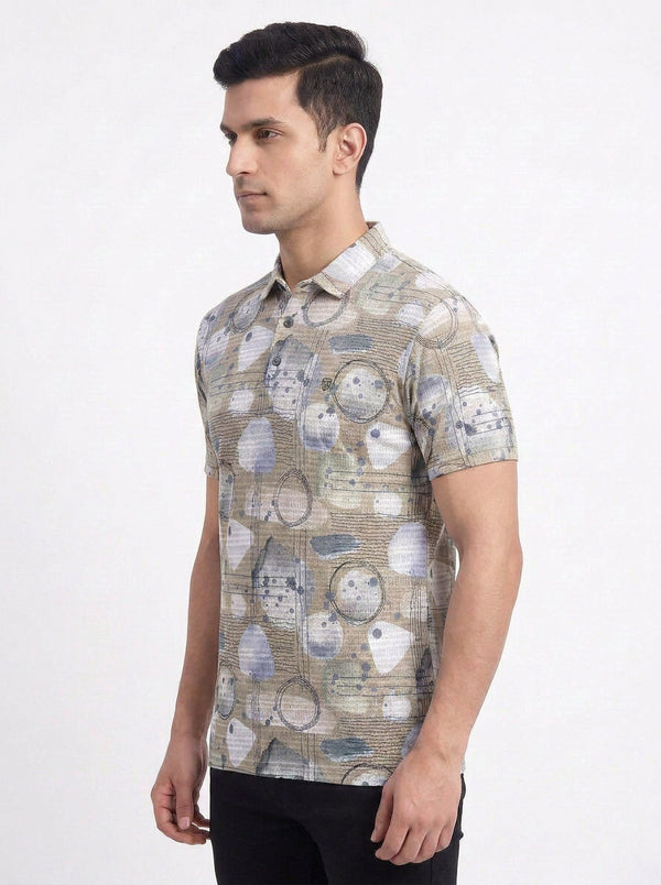 Abstract Geometric Print Polo
