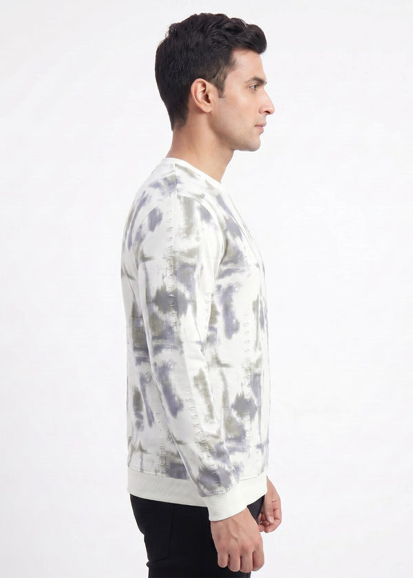 Abstract Brushstroke Printed Sweatshirt