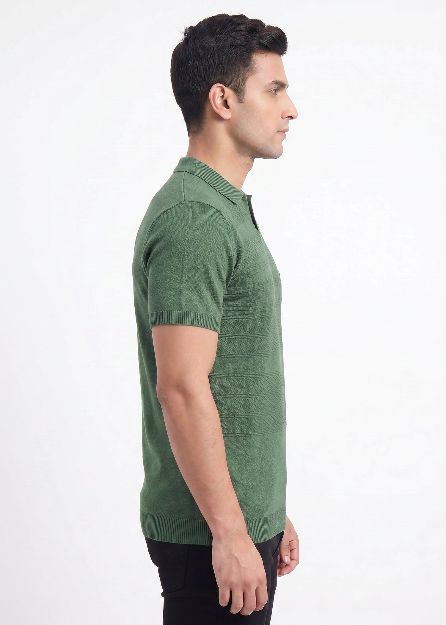 Buy E.green-textured-knit-polo Online Shopping view 5