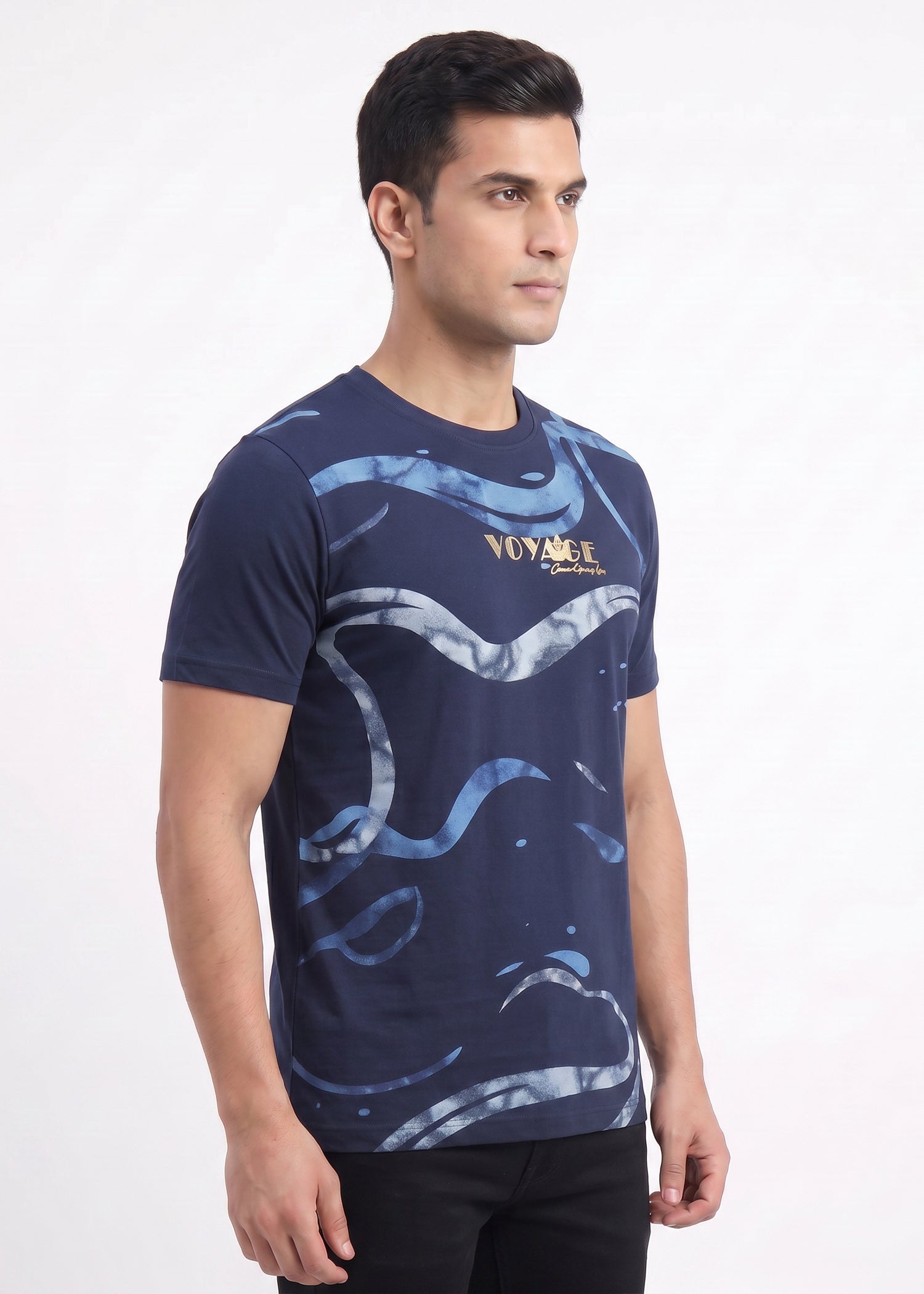 Buy Navy-voyage-abstract-graphic-tshirt Online Shopping view 5