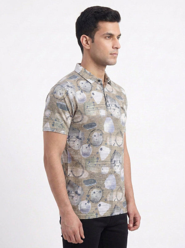 Abstract Geometric Print Polo