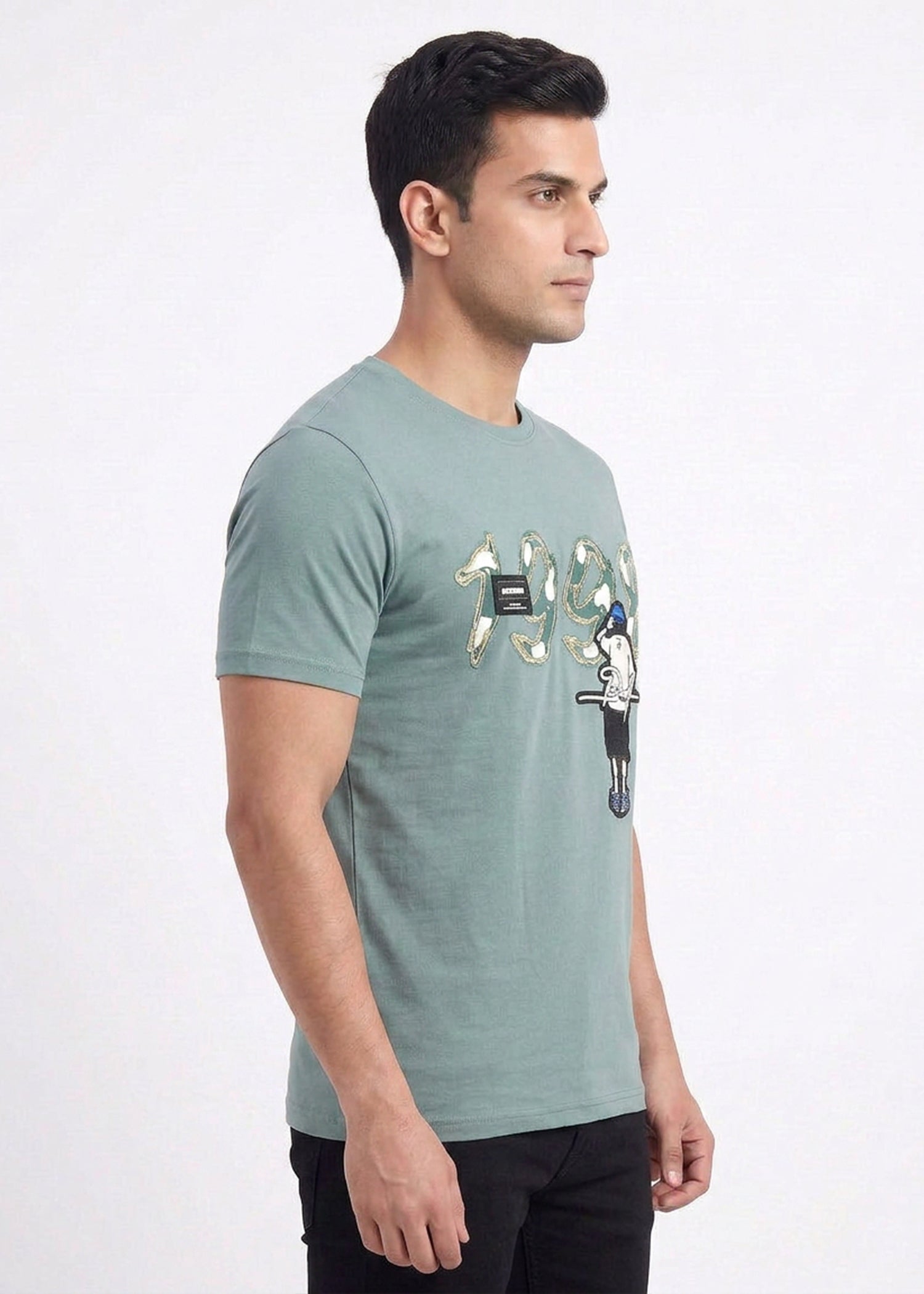 Buy Olive-graphic-print-tshirt Online Shopping view 5