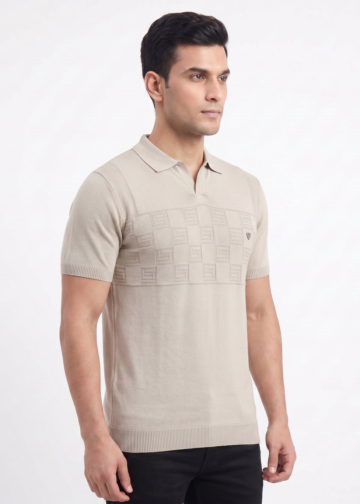 Buy Bronze-textured-polo-tshirt Online Shopping view 5