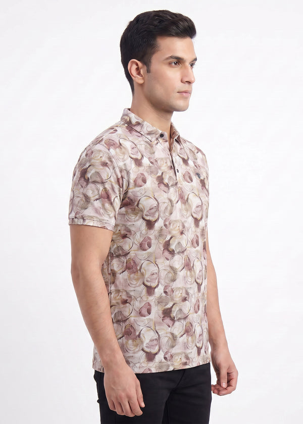 Abstract Floral Polo T-Shirt