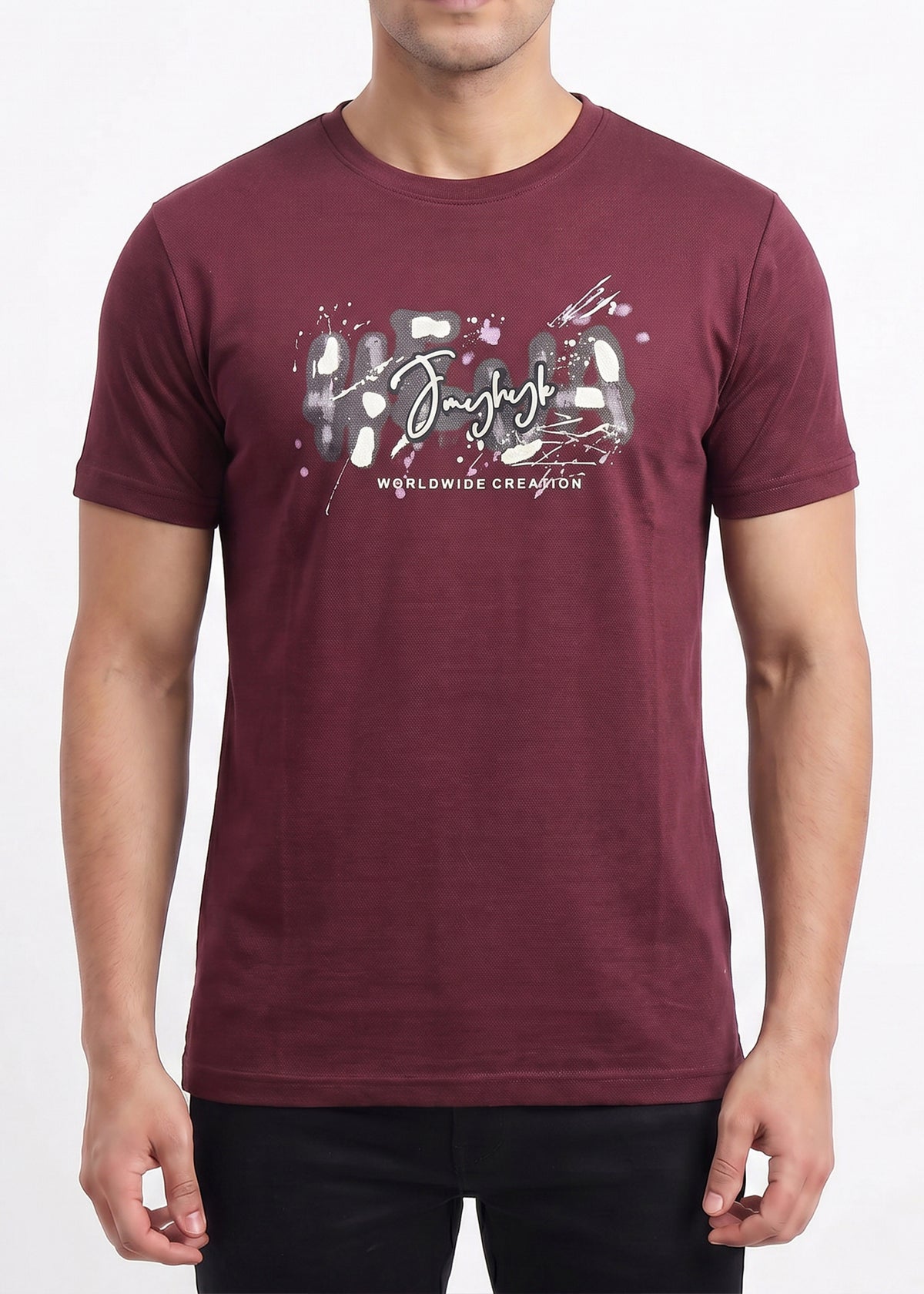 Buy Wine Abstract Graphic T-Shirt Online Shopping view 3