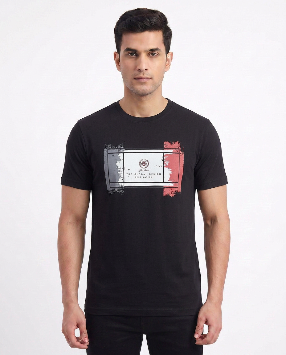 Buy black-abstract-graphic-tshirt Online Shopping view 1