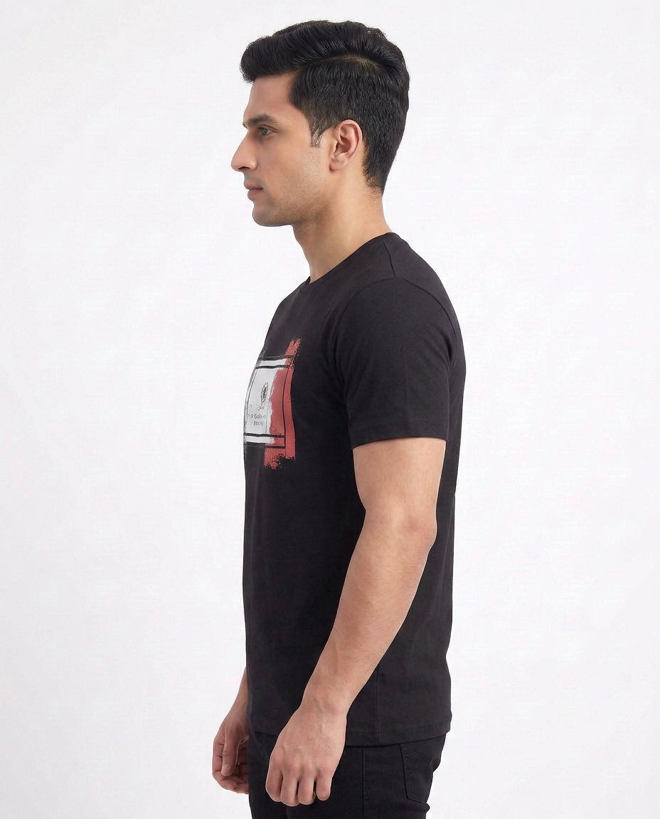 Buy black-abstract-graphic-tshirt Online Shopping view 4