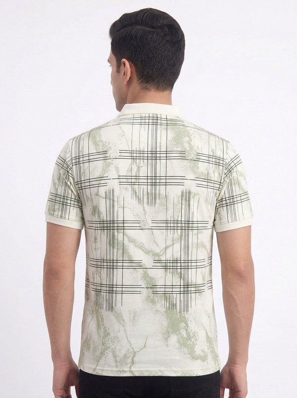 Abstract Grid Print Polo