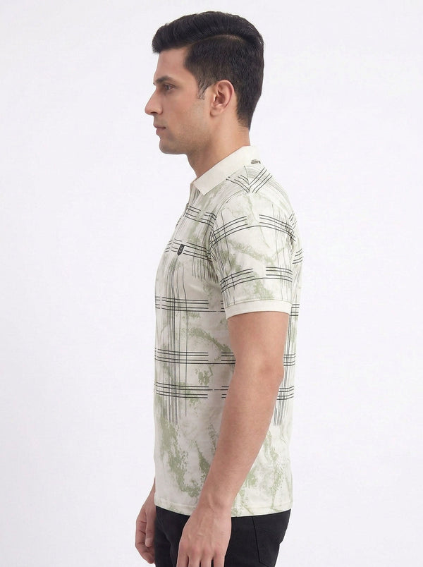 Abstract Grid Print Polo